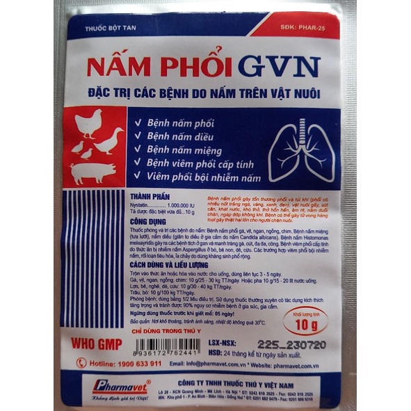 10gr đặc tri các bệnh nấm trên gia súc và gia cầm