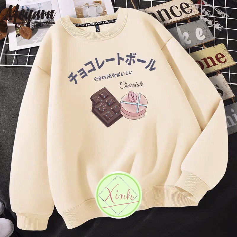 Áo Sweater nỉ in chữ Hàn Quốc- Nỉ ngoại dài tay dáng rộng Ulzzang