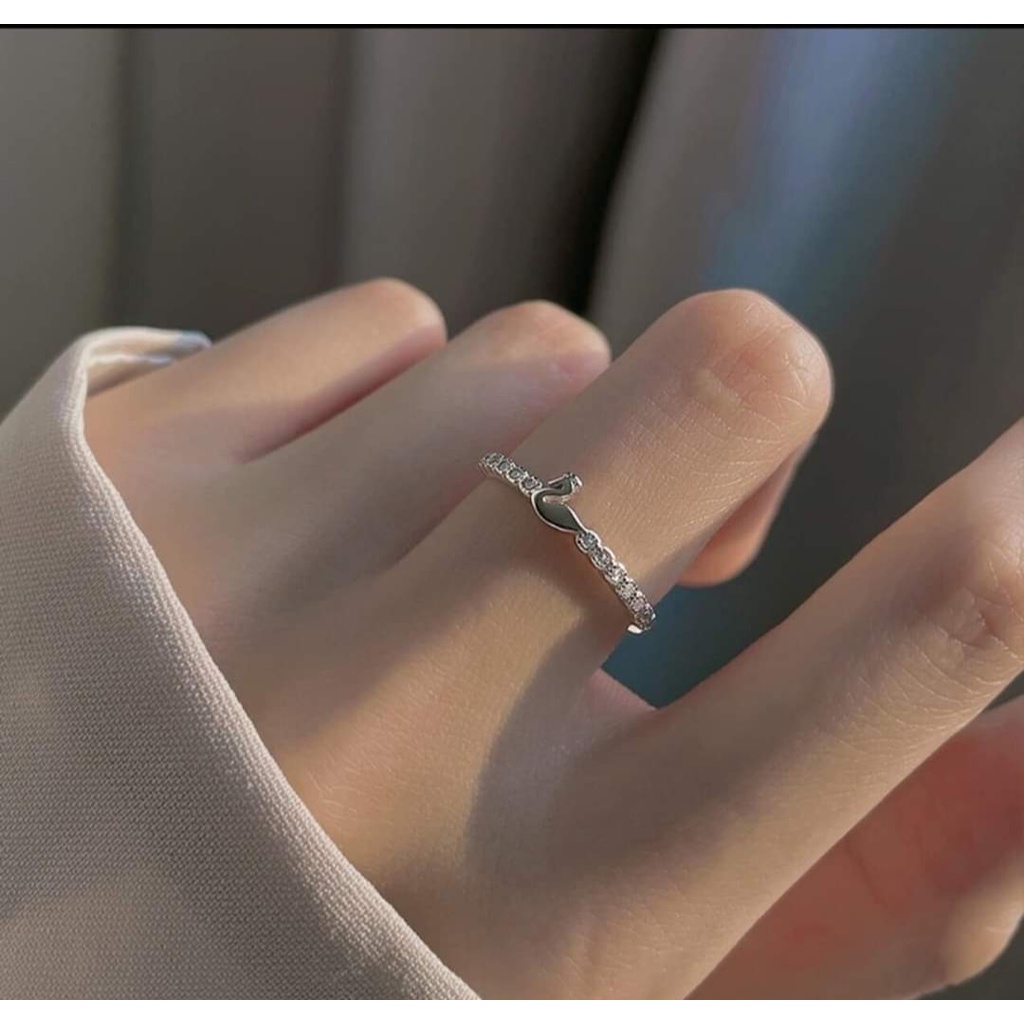 Nhẫn bạc nữ chuẩn bạc 925 thật DaLiA Jewelry nhẫn hở hình con vịt con lon ton đáng yêu