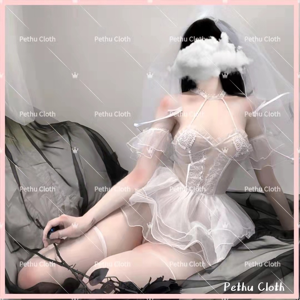 （quà cưới）👰Hàng sẵn gửi ngay👰Đồ ngủ sexy nữ️👰 cô dâu ren siêu sexy kèm quần lót Freesize- 40-65kg-014 | BigBuy360 - bigbuy360.vn