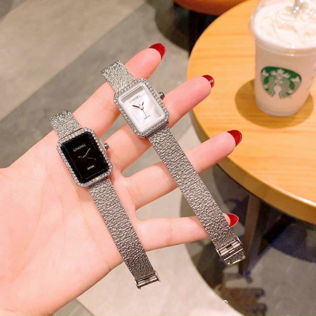 Đồng hồ nữ Chanel mặt vuông viền diman dây kim loại cao cấp - Bảo hành 12 tháng | BigBuy360 - bigbuy360.vn