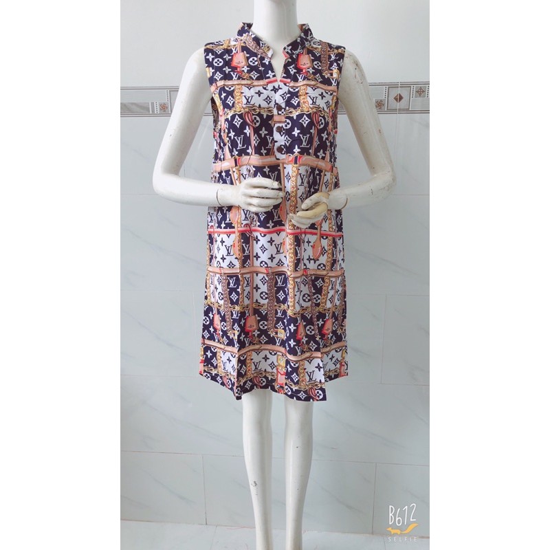 Đầm lanh dáng suông đầm bầu bigsize size to cổ trụ