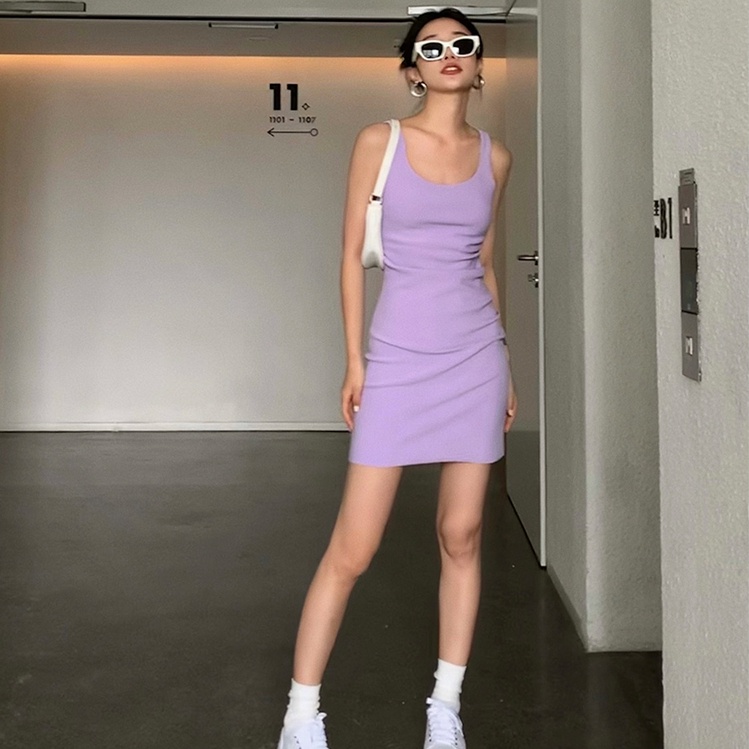 SUXI Đầm Hai Dây Dáng Ôm Dài Thời Trang Mùa Hè Quyến Rũ Cho Nữ