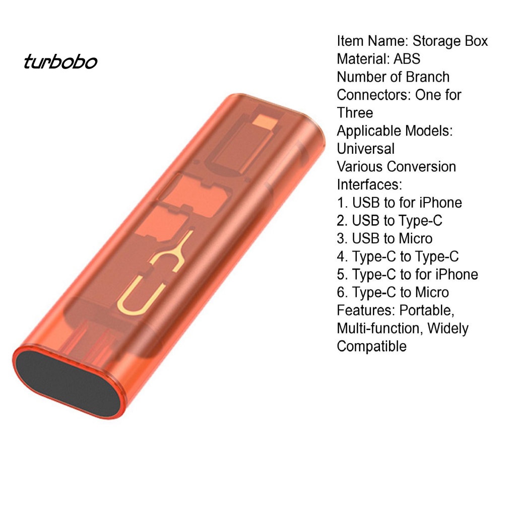 Turbobo Bộ Chuyển Đổi Cáp Sạc Thẻ Chuyển Đổi Dữ Liệu Eject Pin Box Nhiều Giao Diện