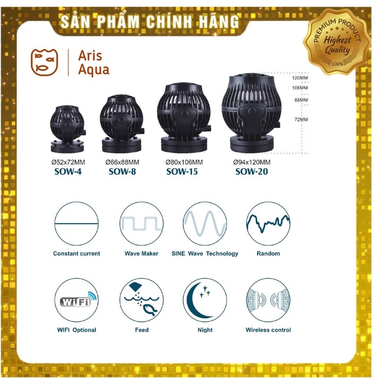 Tạo sóng bể cá nước mặn Jebao SOW 4 8 điều khiển, chính hãng!