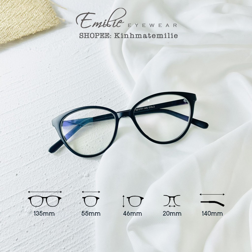 Kính mắt mèo nhựa Emilie eyewear phụ kiện thời trang 2360