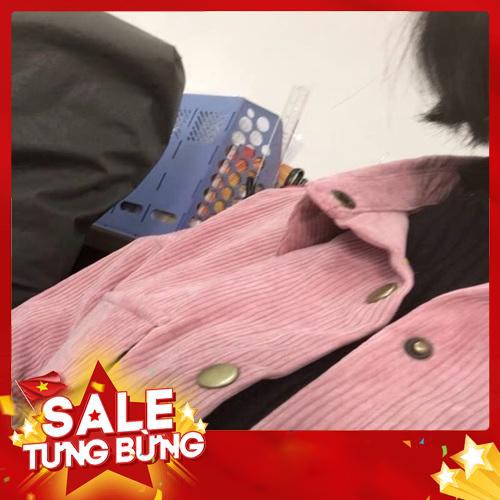 áo sơ mi ulzzang order áo khoác sơ mi nhung tăm cúc bấm dáng rộng hàn quốc KÈM ẢNH THẬT -Hàng nhập khẩu