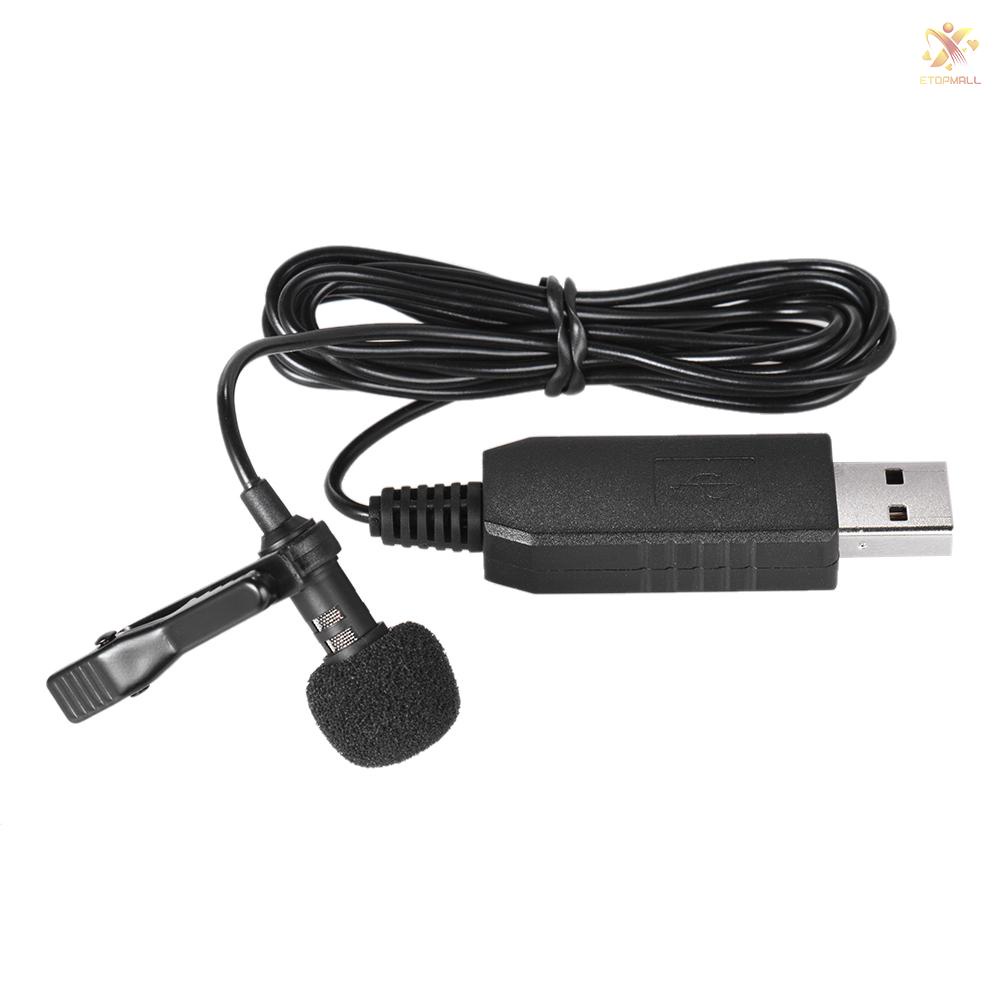 ET 150cm Portable Mini Clip-on Omni-Directional Stereo USB Mic Microphone for PC Computer