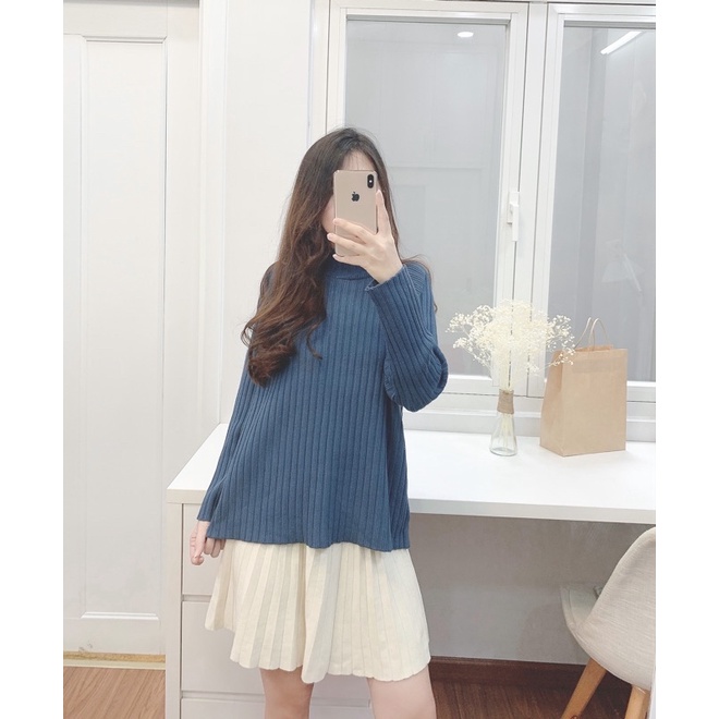 Áo cổ lọ form suông rộng