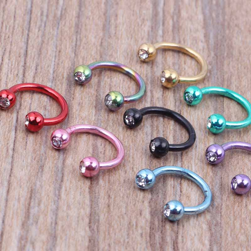 Khuyên mũi chữ C đính đá đơn giản thời trang