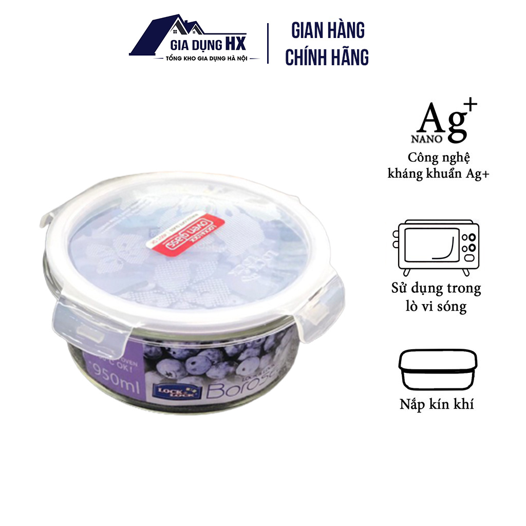 Hộp Thủy Tinh Chịu Nhiệt Có Nắp Gập Lock&Lock LLG861 Hàng Chính Hãng Dung Tích 950ml