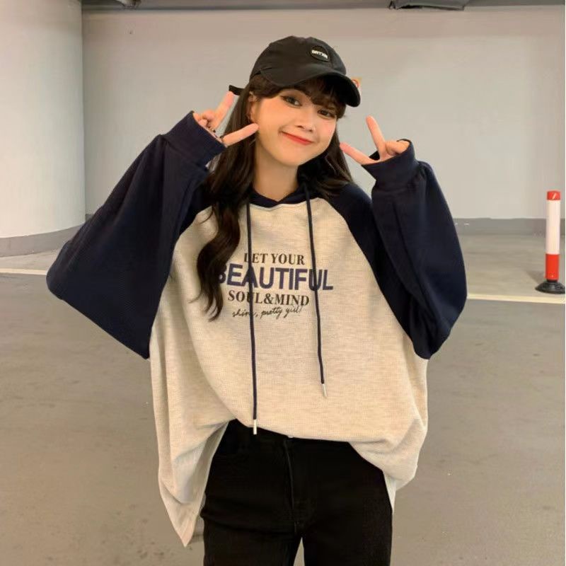 Áo Hoodie Tay Dài Dáng Rộng Chất Liệu Cotton Mỏng Plus Size Cho Nữ
