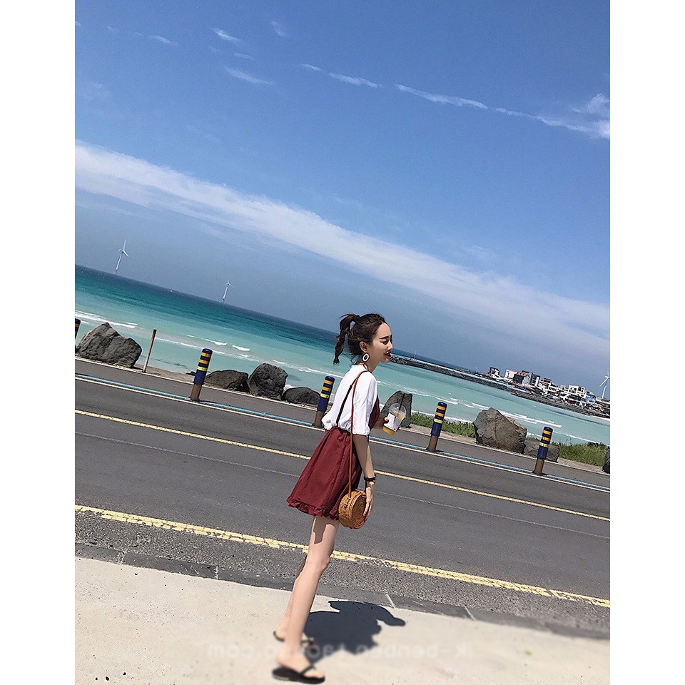 🌺SIÊU XINH🌺 Set quần sooc yếm đỏ + áo thun trắng (Sỉ từ 5sp bất kỳ) | BigBuy360 - bigbuy360.vn