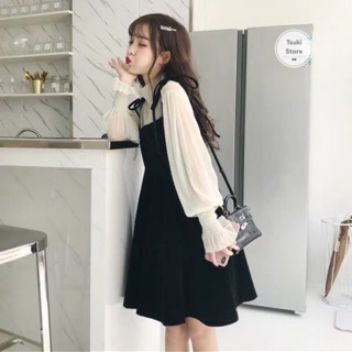 Set váy yếm vải đen ulzzang👑