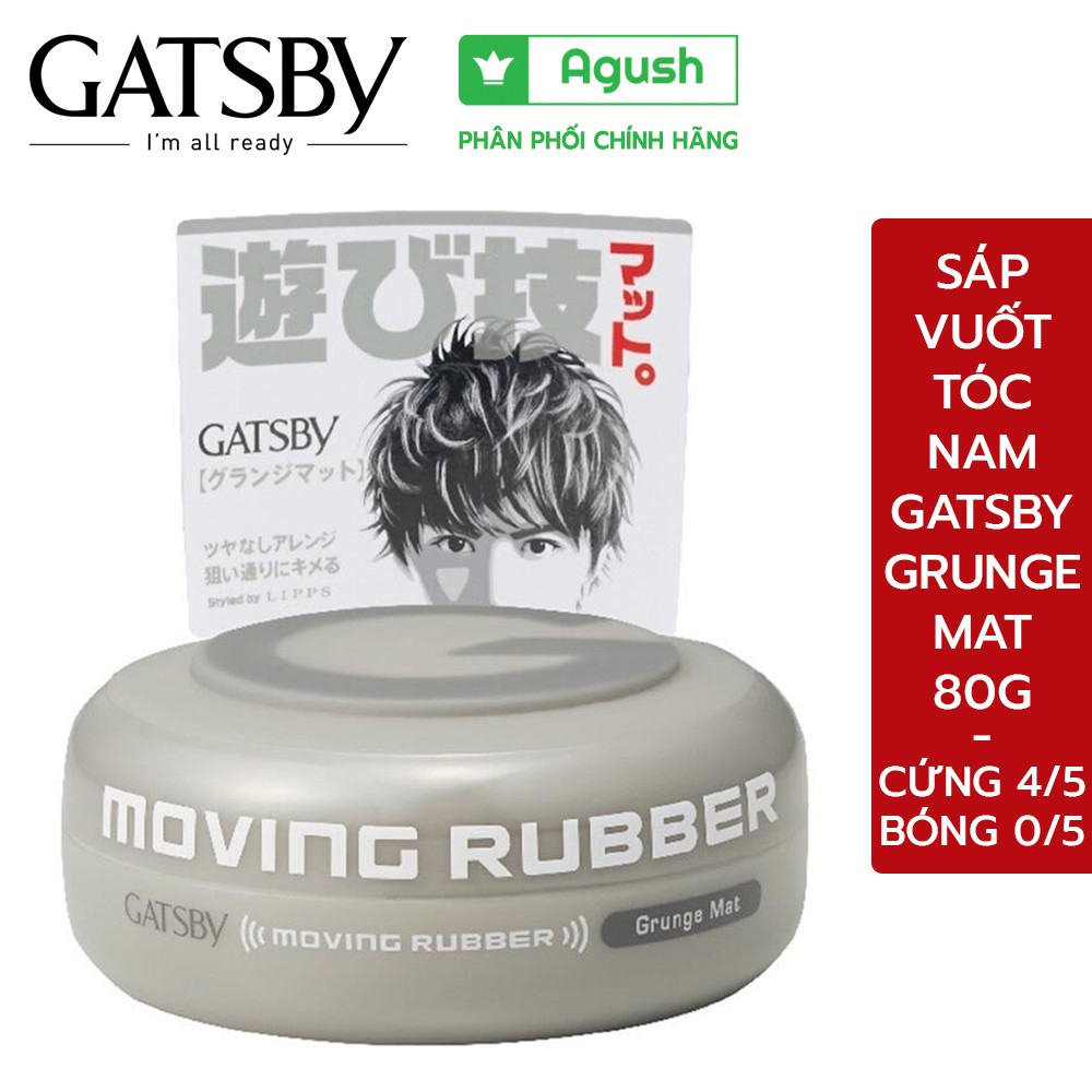 Sáp vuốt tóc nam Gatsby cứng thơm chính hãng cao cấp nhật Moving Rubber Grunge Mat 80g không bóng giữ nếp không bết