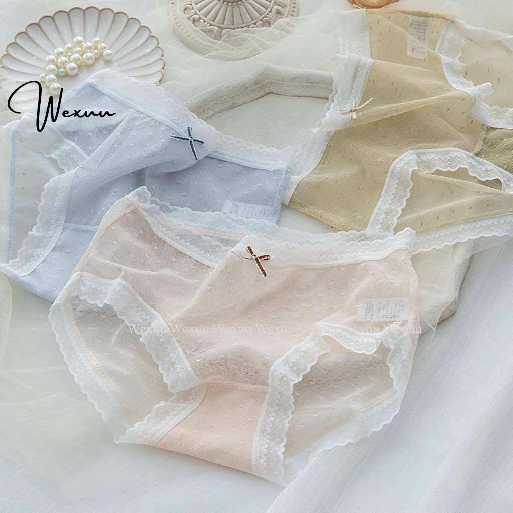 Quần lót nữ ren gấm cao cấp Wexuu Design ren lưới xuyên thấu co dãn kháng khuẩn - QC133