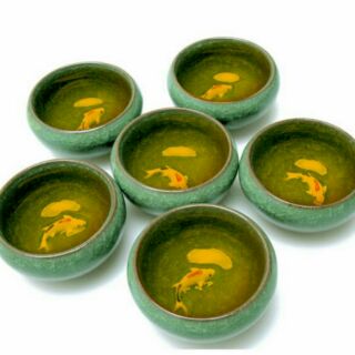Bộ Ấm Trà Men Ngọc Cá 3D