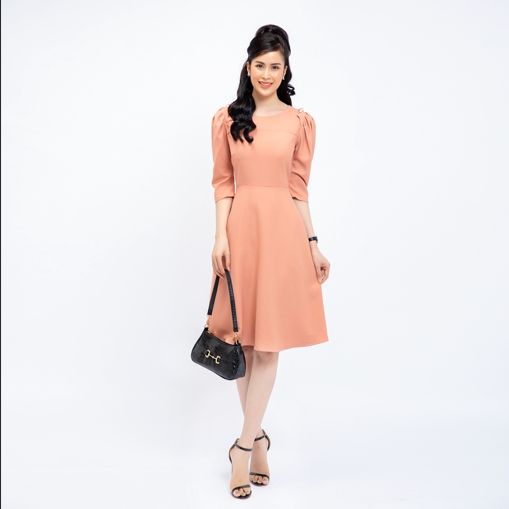 Đầm công sở đi tiệc thiết kế form dáng xòe tay lỡ đính ngọc trên vai AMYRA Da145 | BigBuy360 - bigbuy360.vn