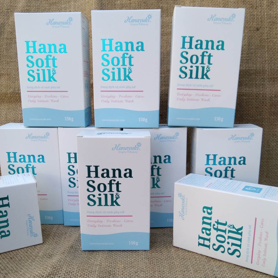 Dung dịch vệ sinh phụ nữ se khít Hana Soft &amp; Silk, nước rửa phụ khoa vùng kín Hanayuki 150ml - SUN STORE
