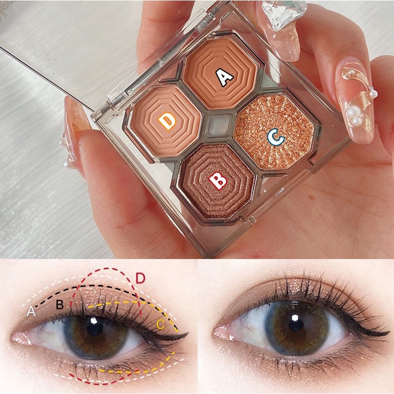 Bảng Phấn Mắt 4 Màu Sắc Ánh Ngọc Trai/Lấp Lánh Lâu Trôi