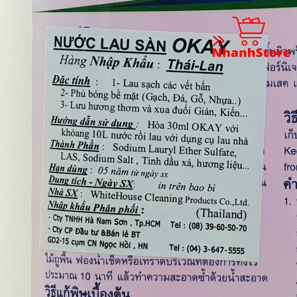 Nước lau sàn Okay 3800ml - Thái Lan