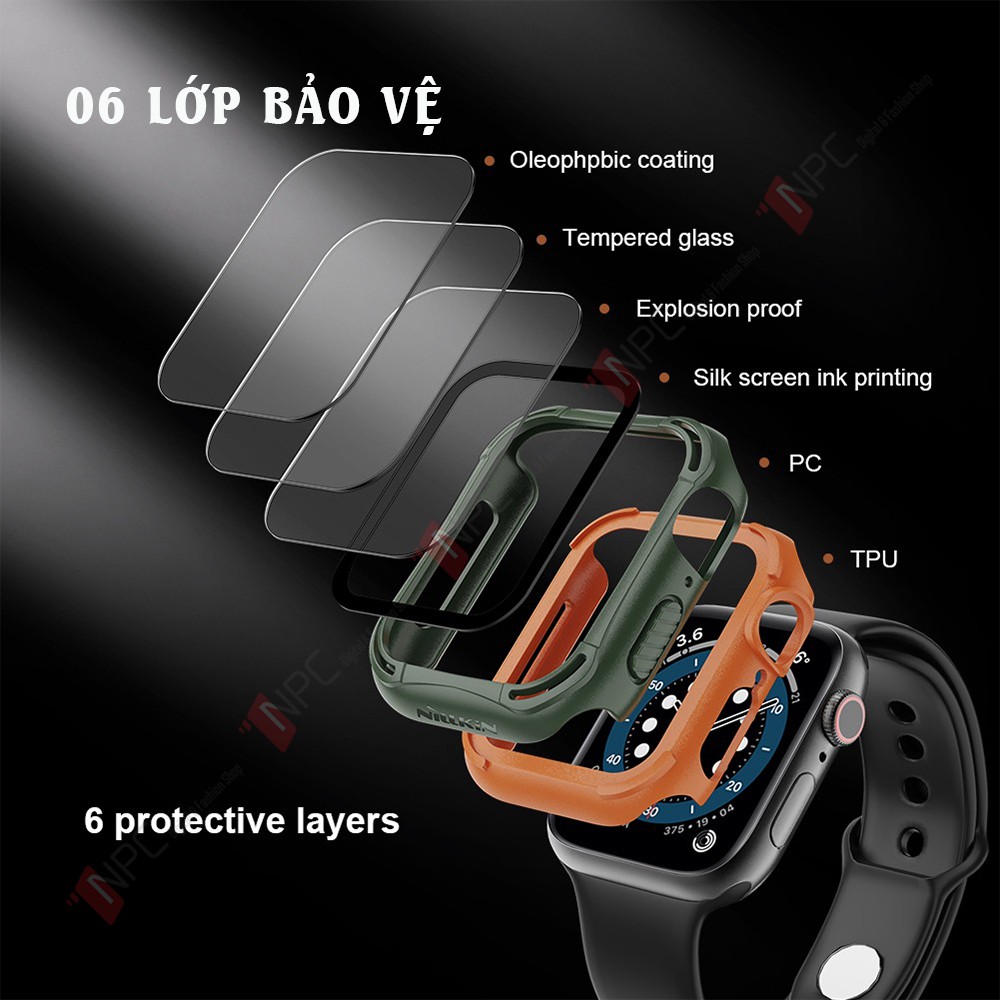 Ốp Apple Watch 6/SE/5/4 Kính Cường Lực NILLKIN CrashBumper Case Rhinoceros Series 40mm 44mm Chống Trầy Sước Va Đập