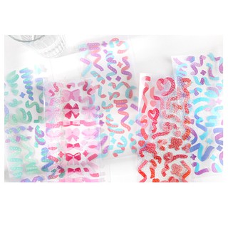 Sticker Confetti Lấp Lánh Trang Trí Kpop Journal, Hình Dán Ruy Băng Nhiều Màu Sắc