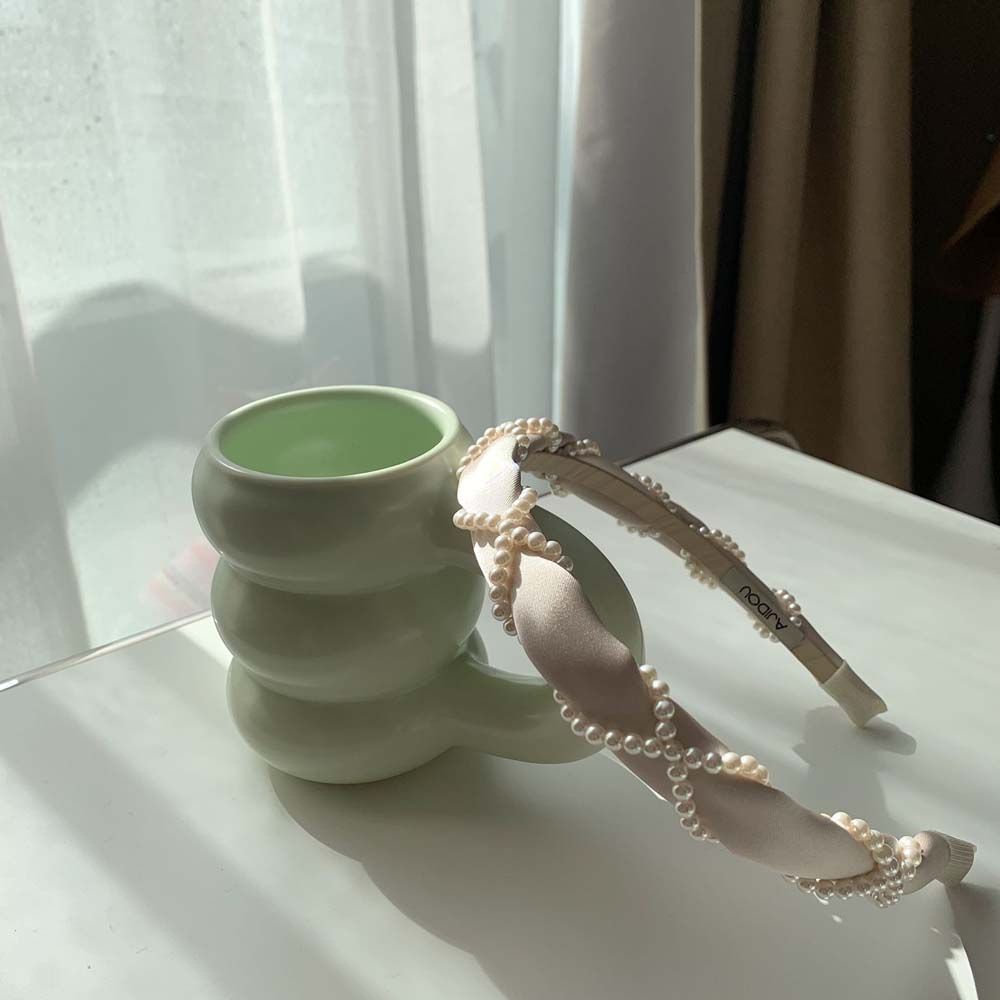 Cài tóc vải đính ngọc trai phong cách Hàn Quốc cổ điển cho nữ