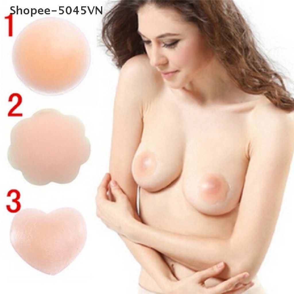 Cặp miếng dán ngực tự dính bằng silicon hình tròn/trái tim/bông hoa