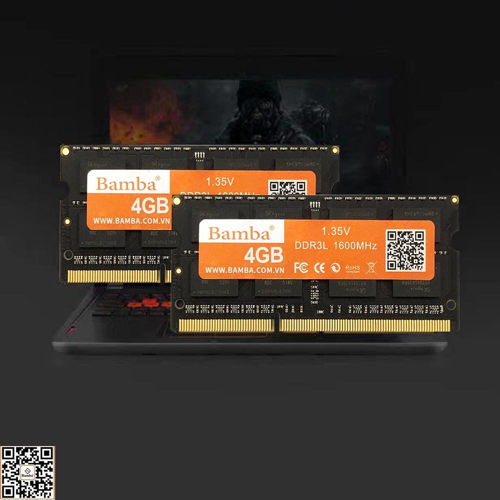 RAM LAPTOP DDR3L 4GB, 8GB BUS 1600MHZ BAMBA HÀNG MỚI BẢO HÀNH 36 THÁNG LỖI ĐỔI