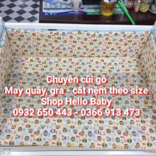 Ga cho nệm dùng cho cũi gỗ vải cotton Hàn, kích thước cũi 100"60