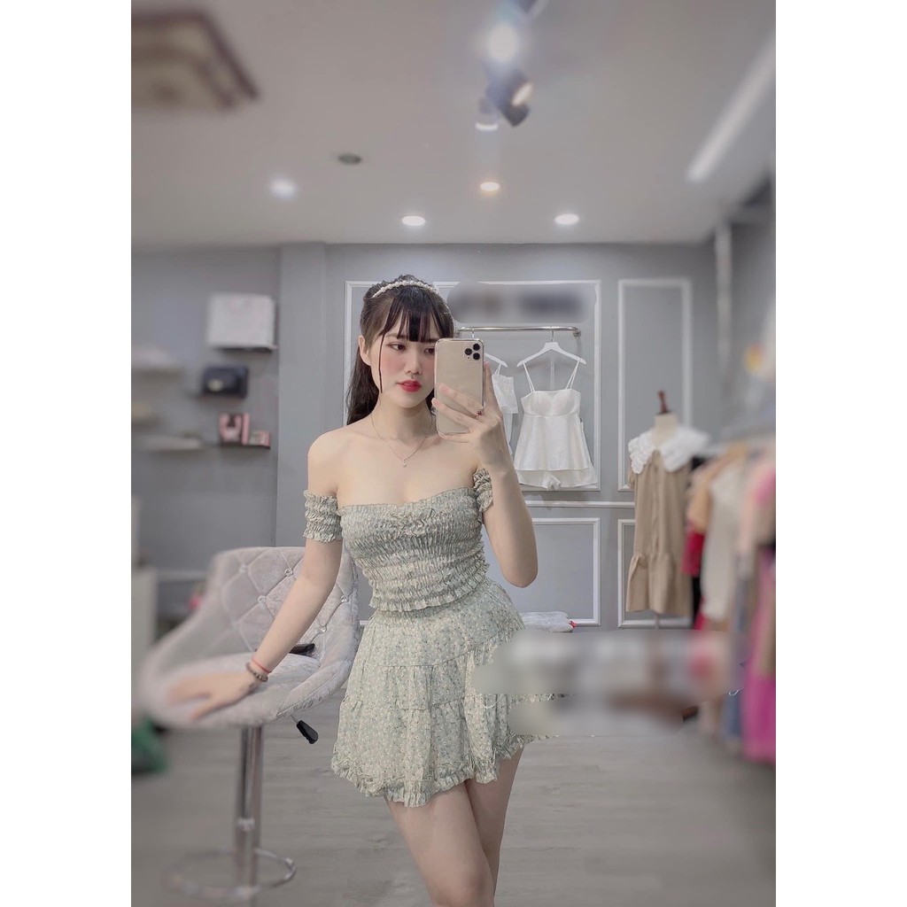 Set Trễ Vai Chun Ngực Chân Váy Cực Xinh | BigBuy360 - bigbuy360.vn