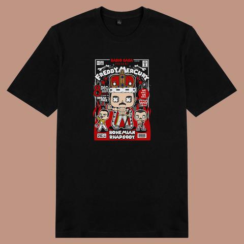 Áo thun unisex cotton ngắn tay in hình pop culture cartoon series - Freddie Mercury Bohemian Rhapsod