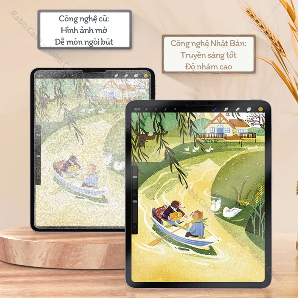 [Bản nâng cấp] Miếng dán Paperlike dành cho Tablet táo mang lại cảm giác viết và vẽ như trên giấy, Chất liệu từ Nhật Bản