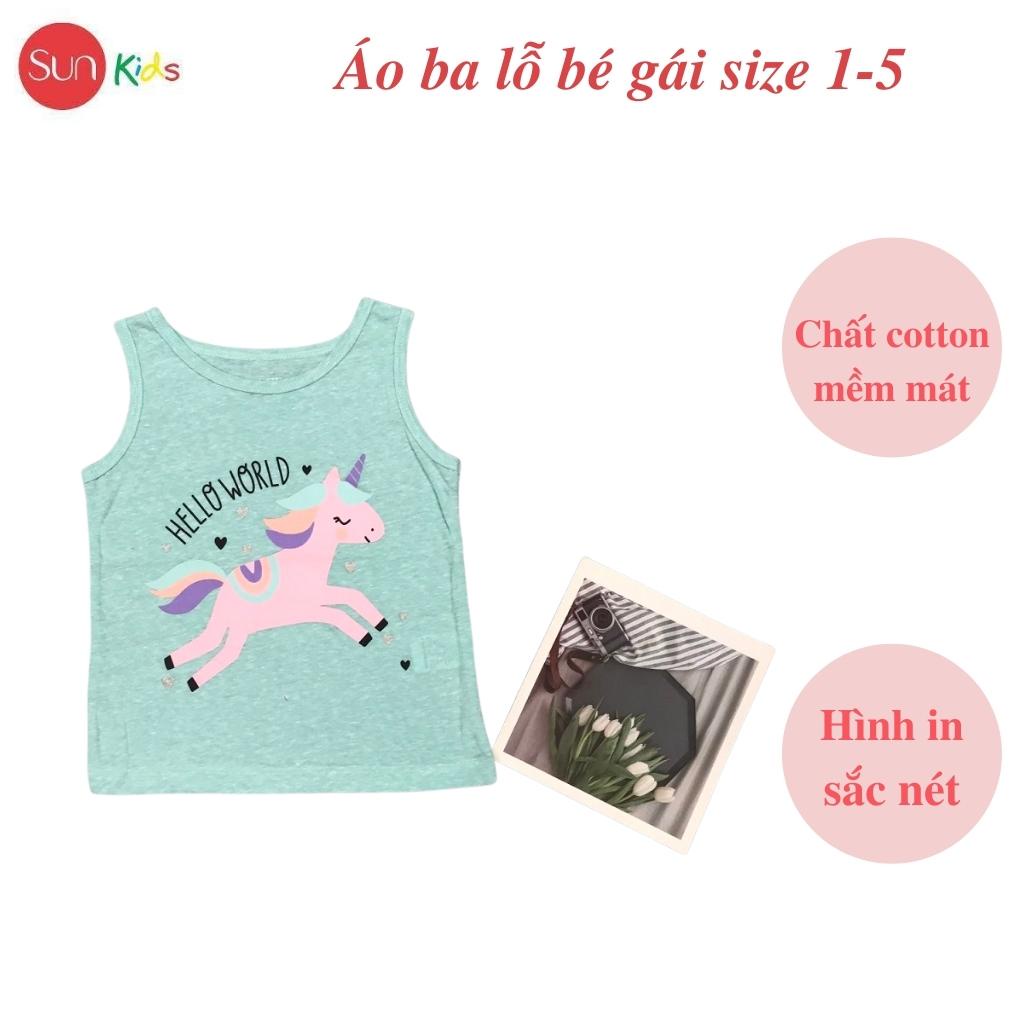 Áo thun bé gái, áo phông bé gái dáng ba lỗ, chất cotton, nhiều màu, size 1-5 - SUNKIDS