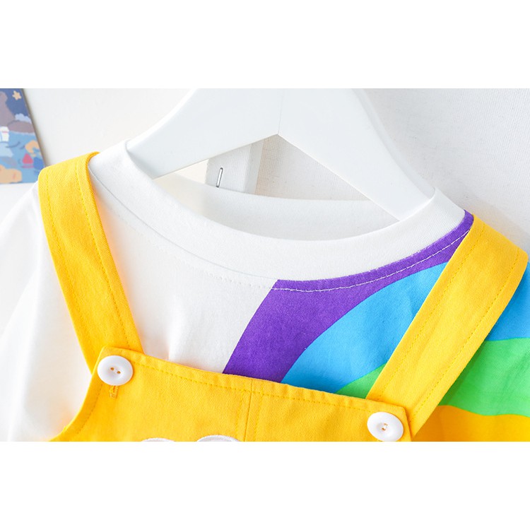 [3 MÀU] Bộ áo yếm ngắn tay cho bé họa tiết cầu vồng CTF105 - Màu: Nhiều màu