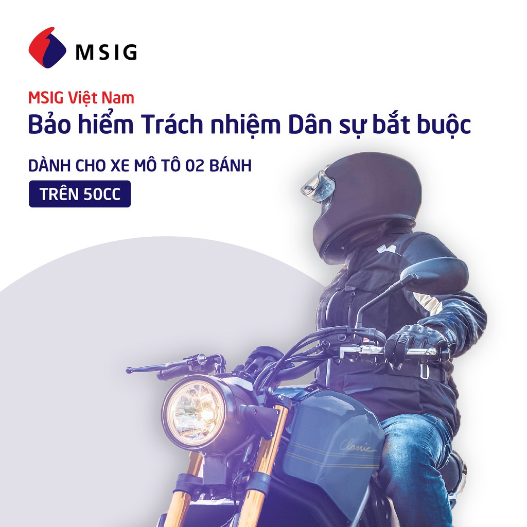 Toàn Quốc [E-Voucher] Bảo hiểm Trách nhiệm dân sự MSIG - Xe mô tô 2 bánh - trên 50 cc
