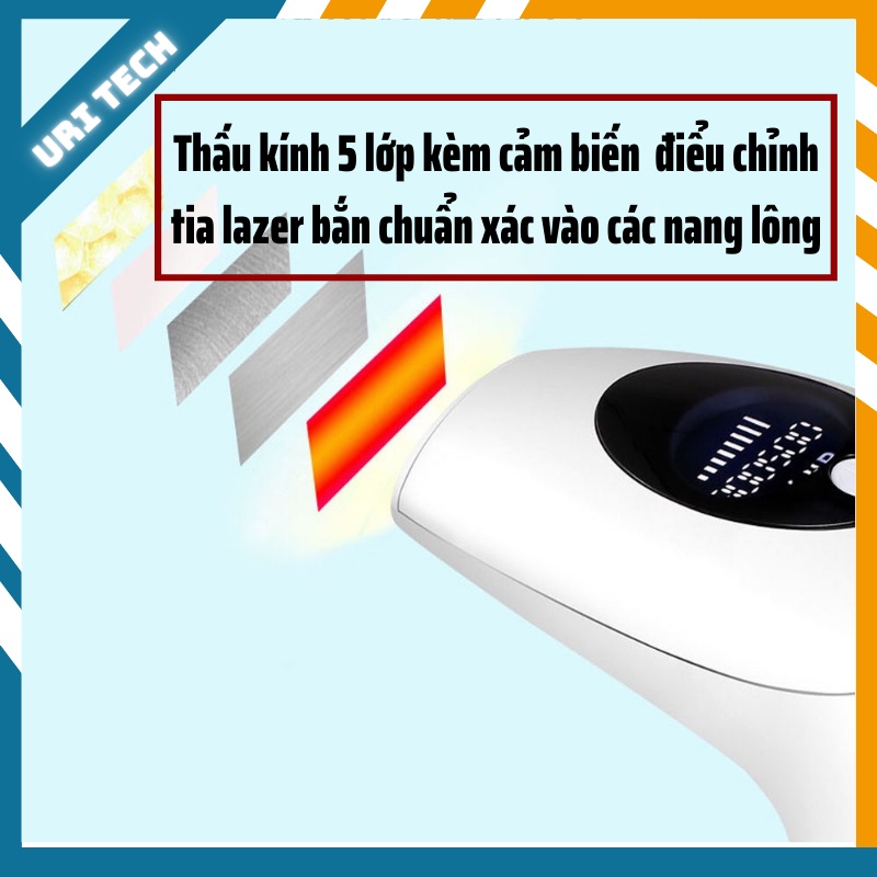 Máy Triệt Lông Vĩnh Viễn Cầm Tay Tại Nhà URI-AM001 công nghệ triệt PlAS IPL 2022 kèm cảm biến tia IPL tới chân lông