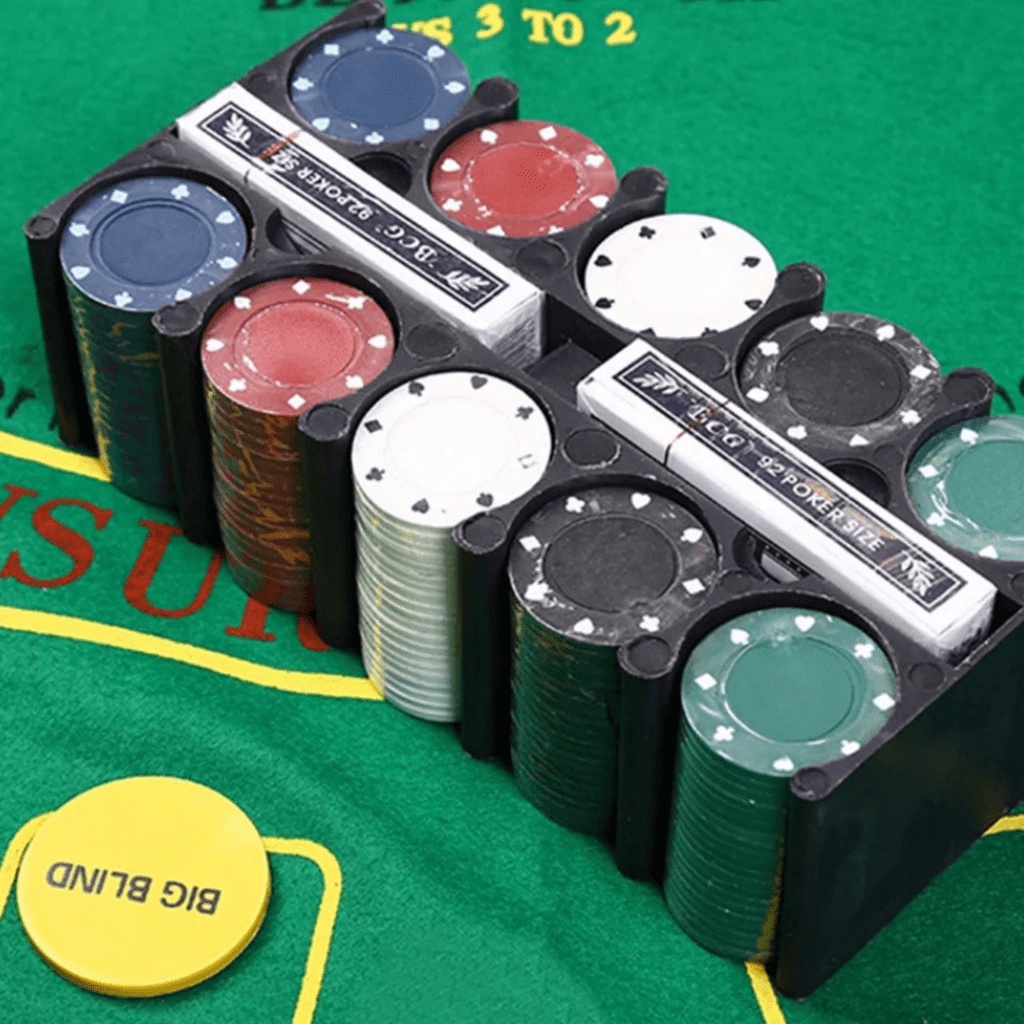 💢 Bộ Phỉnh Poker 200 Chips xì dách có số  thảm Blackjack