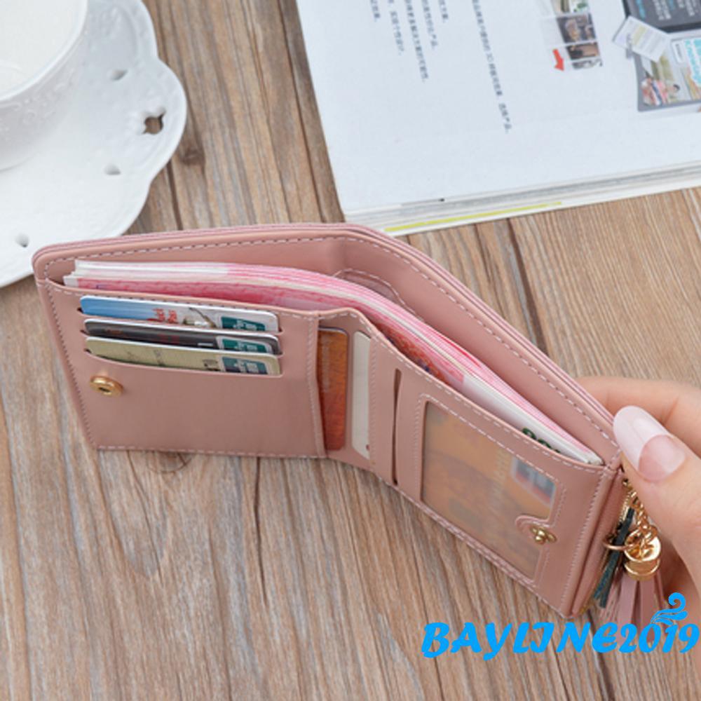 hღ✯Ví ngắn nữ Ví nhỏ bằng da nữ gấp đựng tiền xu Ví đựng tiền