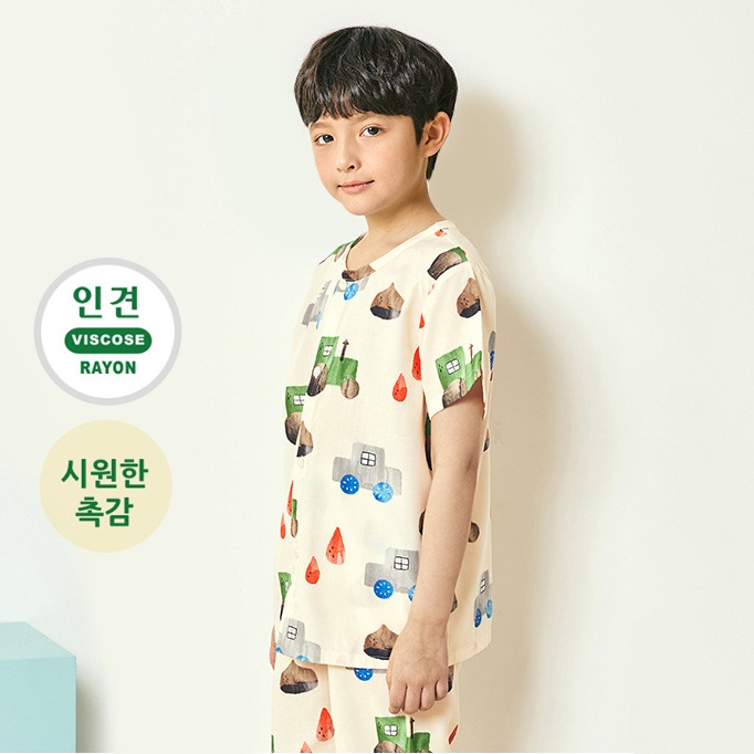 Đồ bộ pijama vải viscose rayon mặc nhà mùa hè cho bé trai Unifriend Hàn Quốc U3042