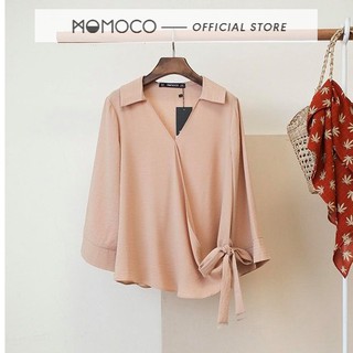 Áo Sơ Mi Nữ Thắt Nơ MOMOCO Thiết Kế Vạt Vạt Lệch Hiện Đại M2361