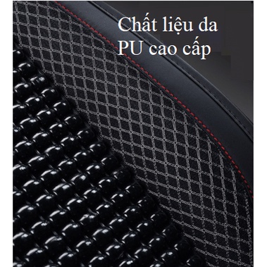 Bộ Lót Ghế Xe Ô Tô, Bọc Ghế Ô Tô, Tựa Lưng Và Tựa Đầu Liền Hạt Gỗ Thoáng Mát, Massage Êm Ái, Lót Ghế Hạt Gỗ Cao Cấp