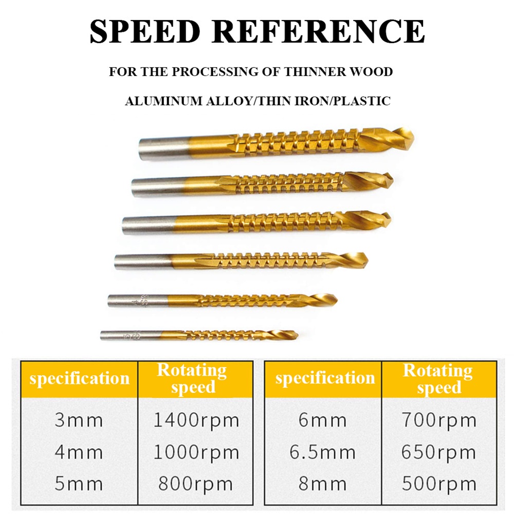 Bộ 6 mũi khoan xoắn ốc DIYMORE 3~8mm dùng cho máy khoan gỗ diy