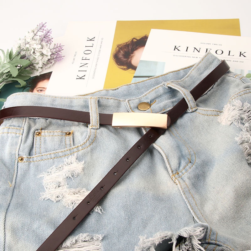 Thắt Lưng Thời Trang Hàn Quốc Màu Vàng Kim Dễ Phối Đồ Cho Nữ