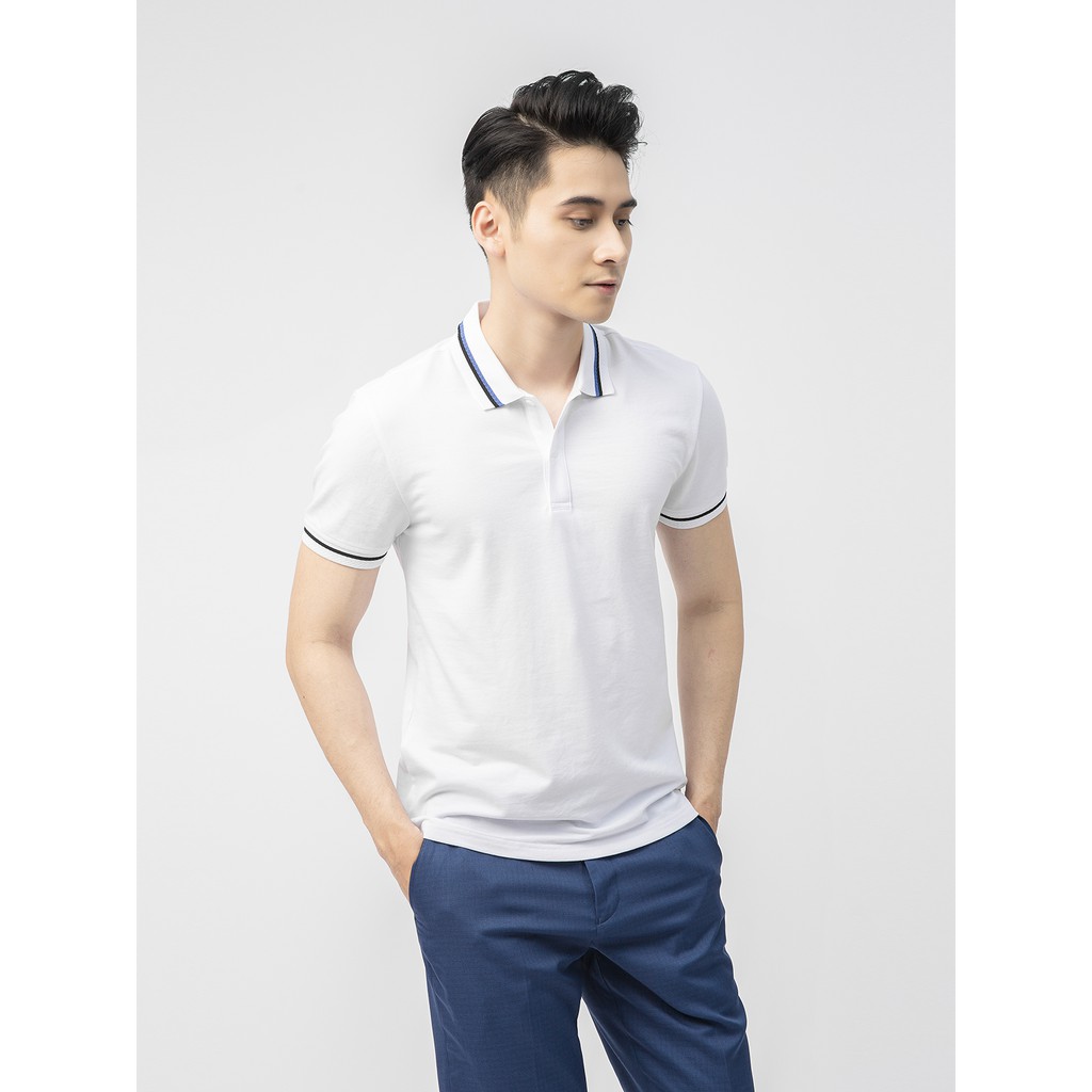 <Aristino sale> Áo phông nam ngắn tay  có cổ , áo thun có cổ ARISTINO  mầu trắng dáng ôm slim fit  Aps037S1