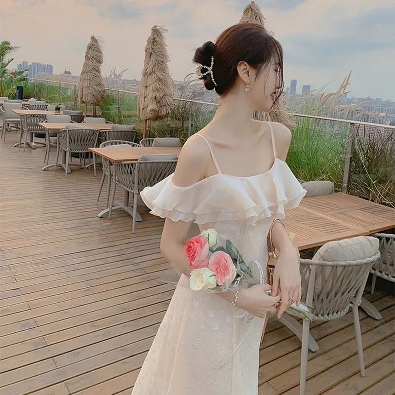 Váy hai dây trễ vai dáng dài đuôi cá siêu xinh- Hàng cao cấp