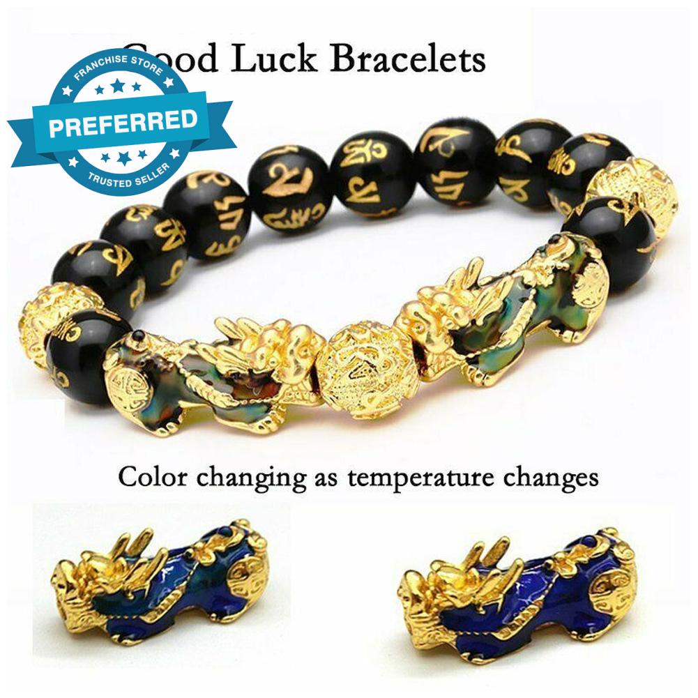 Feng Shui Black Obsidian Pi Xiu Wealth Bracelet Attract Men Beads Lucky Women Wealth Bracelet V5Q1