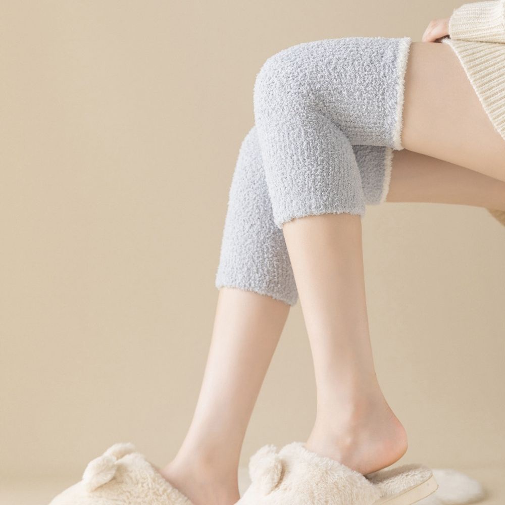 AUGUSTINA Vớ dệt kim vải lông cừu san hô dày co giãn giữ ấm mùa đông dài đến đầu gối ngọt ngào phong cách Nhật Bản cho nữ