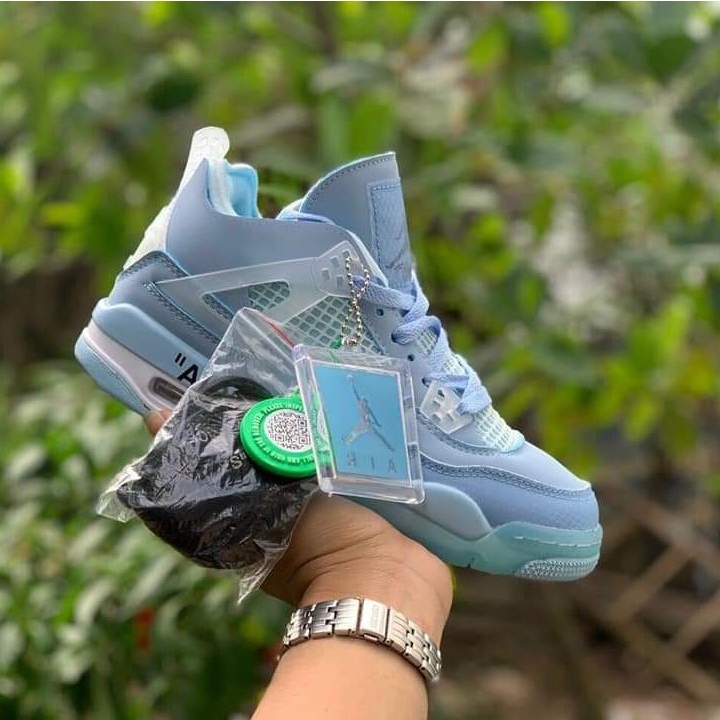 Giày Sneaker Jordan 4 air off white, Giày thể thao JD4 sail các mẫu Nam Nữ Cao Cấp tặng 3 dây - Hàng chuẩn đế êm